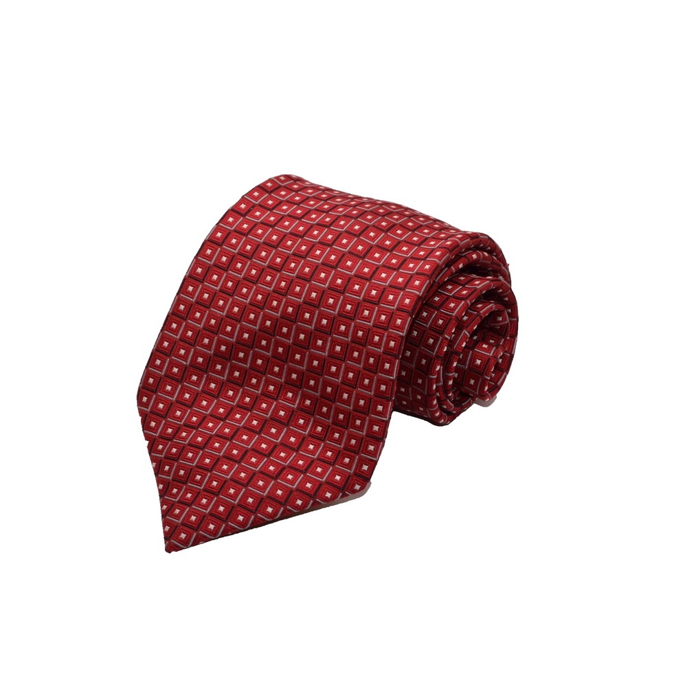 Donald J. Trump Men's 100% Silk Geometric Tie Red Woven Handmade